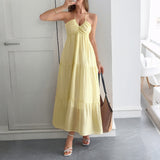 Dilu Leisure Vacation Hanging Neck Half-Permeable Skirt Dress Women's Dress 2025 Summer