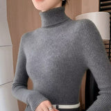 2025 New Spring And Autumn With Women's High-Collar Sweater In Autumn And Winter To Thicker Thick Cotton Knitting Bottom Shirt