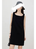 Summer New Refreshing Boat Collar Bow Drifting With Sleeveless Small Recommended Twill Dress