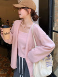 Blue Long-Sleeved Soft-Sleeved Knitted Cardigan Women's Autumn 2025 New Korean Loose Lazy Sweater Coat Top
