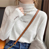 Dehing Plus Velvet Thick Long-Sleeved Women 2026 Autumn And Winter New Ocean White Half-High Collar Inside The Bottom Shirt Top