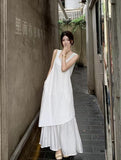 French Temperament Irregular White Dress Dress Women's Summer 2026 New High-End Fake Two Vest Skirt