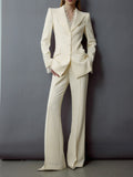 Classic Return To Southeast Asia Anti- Wrinkle Twill Lash Lace Lumbar Apricot Color High Thin Suit Flared Trousers