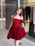 French Word Shoulder-To-Shoulder Black Dress Women's Summer 2026 New Hepburn Style Ponbilling Buds Short Skirt
