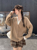 Korean New Autumn And Winter Wearing Wool Knit Sweater Jacket Cardigan Loose Thin Silk Scarf Design Top Woman