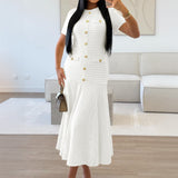 Dili Simple Elegant Style Button Short Sleeve Dress Dress Women's 2025 Autumn And Winter