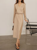 Early Spring New Set Simple Casual TR Fabric Long-Sleeved Top Fashion Skirt Two-Piece