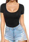 2025 Sexy Women's Low Round Collar Short-Sleeved T-Shirt T-Shirt