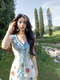 Seaside Vacation Wearing French Slings Broken Floral Dress Women's Summer 2025 New Huge Look Niche