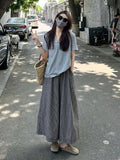 Tea With A Set Of Summer V-Neck Short-Sleeved Cold Zen Set Lattice Broad Leg Trousers Skirt Two Sets Of Women