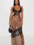 Summer New Sexy Body Sling Lace Perspective Chest Pocketed Hip Dress