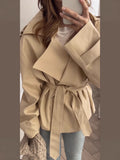 Commuter Solid English Wind Belt Belt Short Jacket Windwear 2025 Spring And Autumn Holiday Wind Short Wind Trench Coat