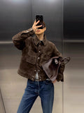 Spring And Autumn 2025 New Fashion Spoon Leather Short Coat Leisure Style High Sense
