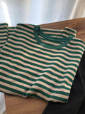 Ins Super Fire Port Wind Striped Short Sleeve T-Shirt Women's Summer Chao Harajuku BF Vintage Chic Half-Sleeved Suited T-Shirt
