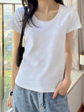 2025 New Short-Sleeved Cotton T-Shirt Girl Shoulder Summer High-End Hottie Clothes