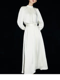 Autumn Gold White Moonlight French GAO Grade White Collar Silk Silk Silk Silk Silk Silk Silk Long-Sleeved Shirt Women's Suit Dress