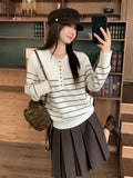 Striped Half-Neck Knitted Thick Coat 2026 Autumn And Winter Loose Design Long-Sleeved Top