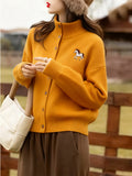 Ginger Tony High-Collar Women's Cardigan Jacket Loose Lazy And High-End Sweater Autumn And Winter New Thick Collar