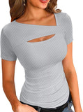 2025 New Products, Irregularly Repairing Short-Sleeved T-Shirt Top Women Women's Clothing