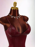 New Solid Color Temperament Dark V Low-Collar Body Sexy Sling Bag Hip Dress Dress Women's Dress