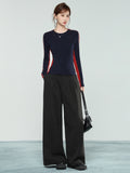 High-Level Sense Splicing Bump Color Collar With T-Shirt Women 2026 Autumn And Winter Slimming Shirt Long-Sleeved Top