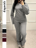 Dili Casual Fashion T-Shirt Trousers Two-Piece Women's Suit 2025 Autumn And Winter