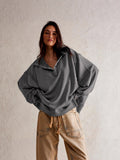 2025 Explosion Design Women's High-Quality Lantern Sleeve Decorative Line Open-Line Flipping Loose Wear