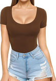 2025 Sexy Women's Low Round Collar Short-Sleeved T-Shirt T-Shirt