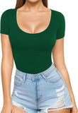 2025 Sexy Women's Low Round Collar Short-Sleeved T-Shirt T-Shirt