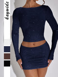 Dilu Y2K Sexy Long-Sleeved T-Shirt Skirt Two-Piece Suit Women's Dress 2025 Autumn And Winter