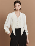 Han Feng Smart Wear Autumn Free Iron-Free Long-Sleeved Beads Button V Tie Shirt Top