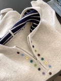 Korean Lazy Wind Color Button Semi-Zip Hooded Women's Autumn And Winter New Design Sense Knitted Sweater