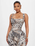 New Hot Mature Sexy Leopard Dew Back Sling Women's Jumpsuits In Summer 2025