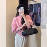 Gentle Wind Soft White Hair Jacket Sweater Women Autumn And Winter Milk Fufu Outside Wearing Loose Lazy Knitting Top