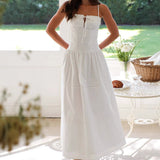 Dili Vacation Leisure Wind Solid Color Small Suspension Dress Women's Dress 2025 Spring And Summer