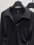 Pure Cotton POLO Collar Long-Sleeved T-Shirt Lady Spring And Autumn Dress Wears 2025 New Bottom Shirt Inside The High Sense Of Top