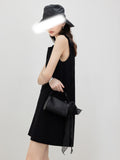 Summer New Refreshing Boat Collar Bow Drifting With Sleeveless Small Recommended Twill Dress