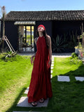 New Chinese Retro Hanging Neck-Cuffed Shoulder Dress Women's Spring 2026 New Simple Sleeveless Round-Collar Loose Dress