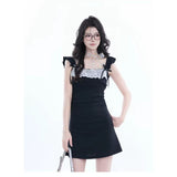 Dress Bow Summer New Lace Splicing Short Dress French Dress Short Dress Pure Sweet