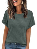 2025 Summer New Explosion Solid Color Collar Pit Casual Short-Sleeved T-Shirt Girl
