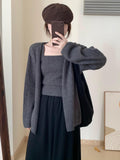 Solid Color Leisure Thick Knitted Sling Sling Vest Two Sets Of 2025 New Commuter Small Top
