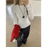 White American Collar Long-Sleeved Bottom Shirt Women In Autumn And Winter Wearing Elastic Strength Slimming Casual Clothes