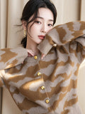 Leopard Knitted Open Shirt Outside The Woman 2025 Autumn New Loose Korean Lazy High-End Soft Glutinous Sweater Jacket