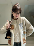 College Style Knitted Cardigan Women Autumn And Winter Miu Sweater Coat Korean Zippered Tidly Taut Loose Lazy T-Shirt