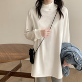 Medium-Long Dejong Half-High-Necked Bottom Shirt Women 2026 New Autumn And Winter Long-Sleeved White Body Thighs On The Top