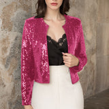 2025 Spring Burst Round Lead Long-Sleeved Sleeves Open-Colored Cardigan Casual Set Of Lightset Coat Woman