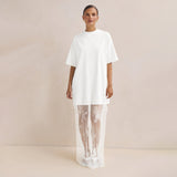Dress 2025 New Loose Perspective Lace T-Shirt Long Women's Elegant Temperament High-Sense Skirt