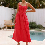 Dili Vacation Leisure Wind Solid Color Small Suspension Dress Women's Dress 2025 Spring And Summer