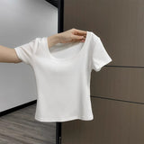 Design Sense Of Niche Short-Sleeved T-Shirt Women 2026 Summer New Slim Simple Casual Half-Sleeve Top