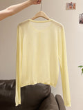 2026 Unique Thin Round-Neck Long Sleeve Sunscreen Cardigan Women's Summer Leisure Single-Dbutton Embroidery Top Coat